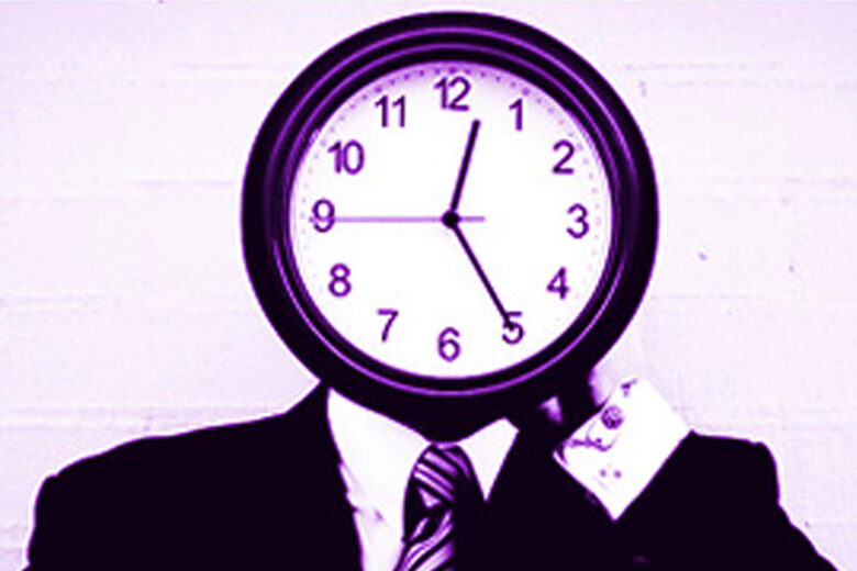 time management tips for freelancers - man with a clock for a face