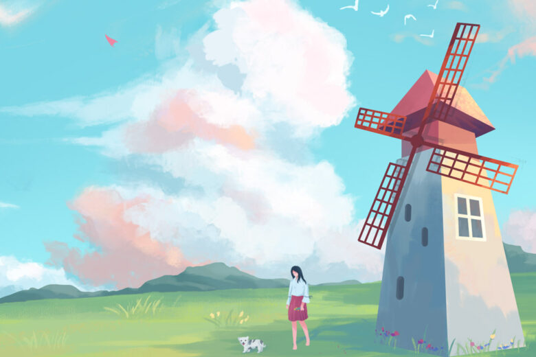 Illustration Inspiration january 2020 featured image - Windmills town by yaona