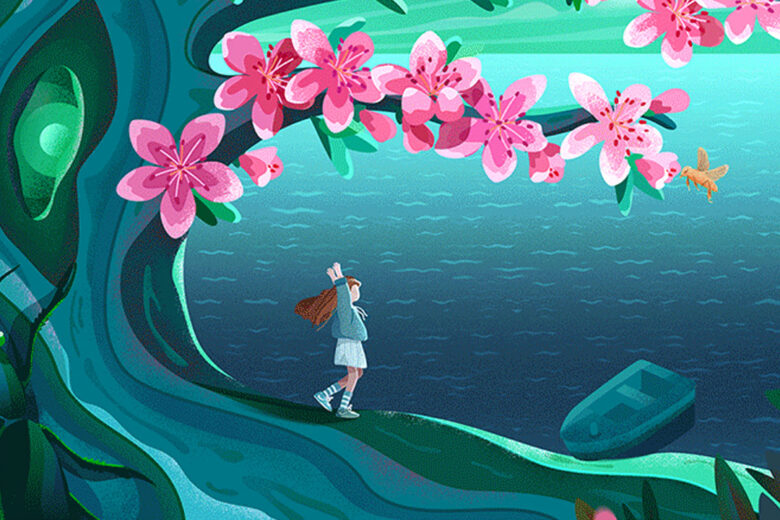 beautiful animated gif october 2021 featured image - peach blossom