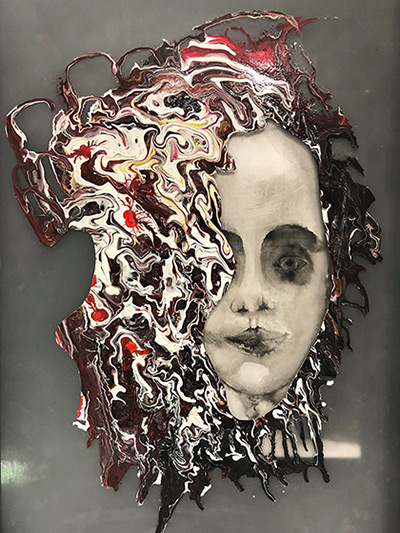 Corrie van der Wath, Cut, 2019 Ink and Acrylic on paper and plexiglass