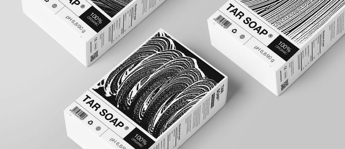 packaging design inspiration april 2021 featured image - TAR SOAP by Anastasia Azarenok