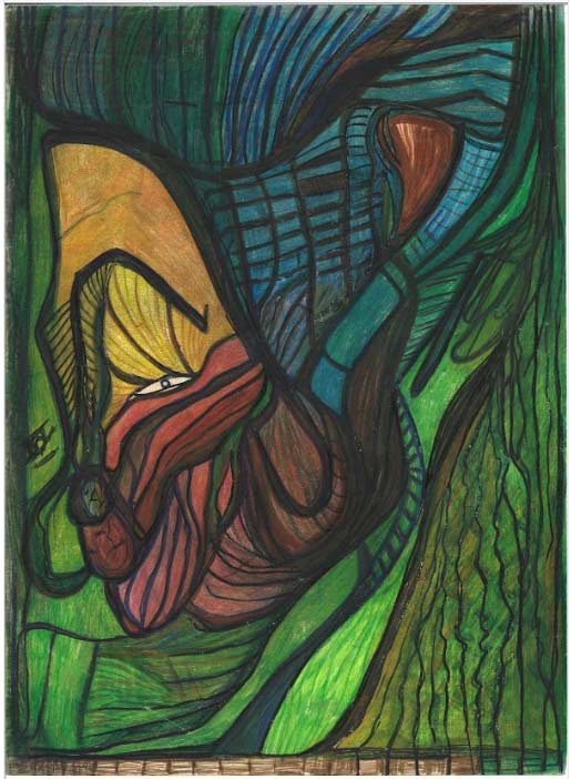 Jungles of Panama II - NFT version of a original Painting on 85g artist paper – mixed media application (wax, crayon, acrylic, water color, marker and felt tip)