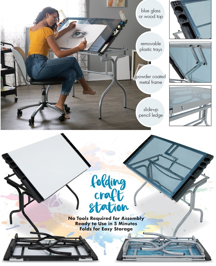 Studio Designs Folding Modern Glass Desk. Image source: Amazon.com