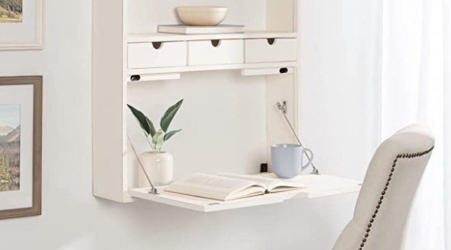 Kate and Laurel Georgie Wall Hanging and Folding Desk, 26x6x30, White