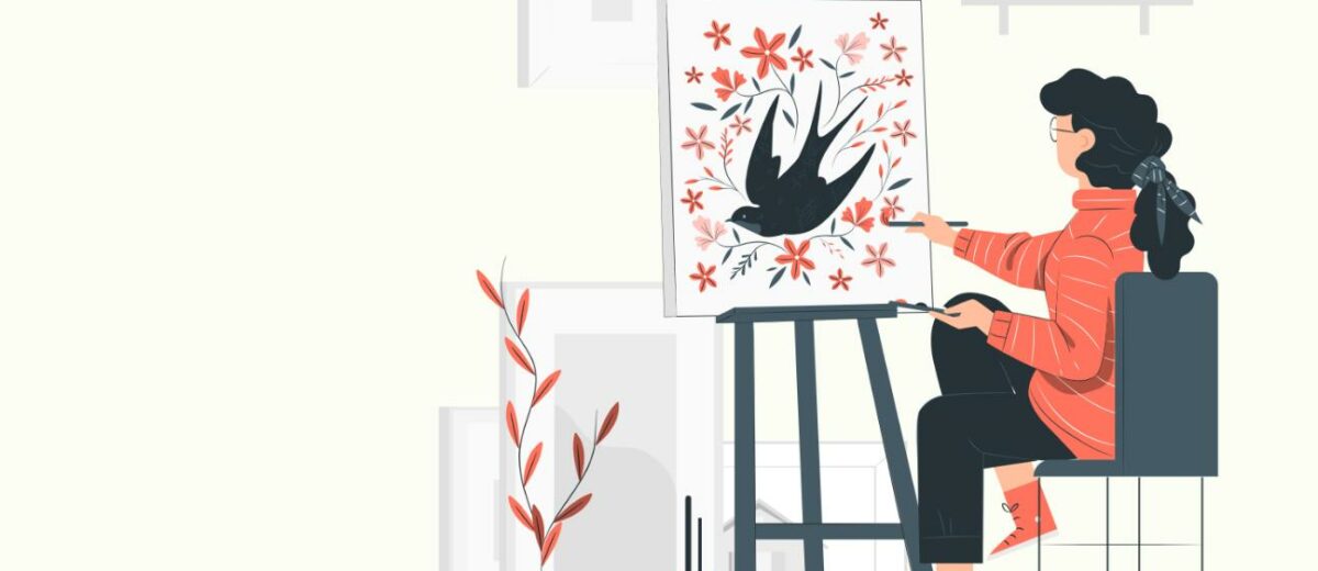 Set of canvas on easels with kids drawing flower Vector Image