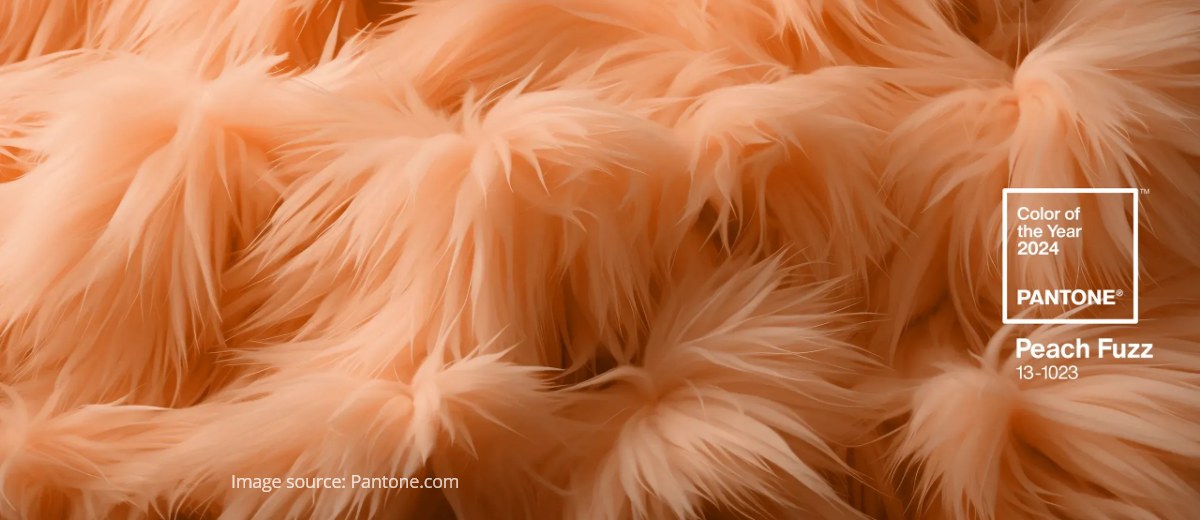 Furry and fuzzie background image in Peach Fuzz Pantone 13-1023 color