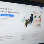 LinkedIn login and welcome page, as seen in a desktop monitor